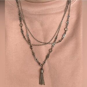 Gas Bijoux - Silver Chain Tassel Wrap Necklace - Long Wrap 2-3x Layer Like New